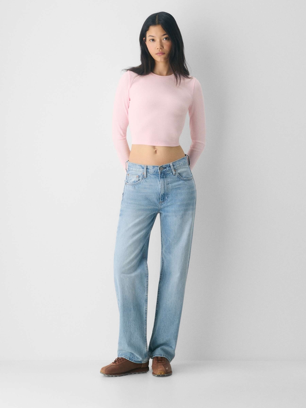 TNA Pale Pink Long-Sleeve Cropped Top - Picture 4 of 15